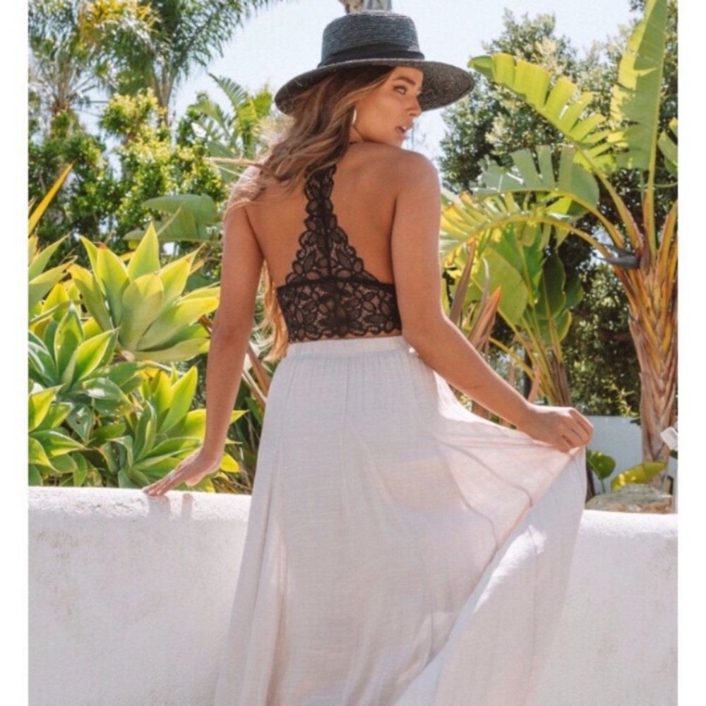 Boho Black Floral Sheer Racerback Bralette - Picture 5 of 5